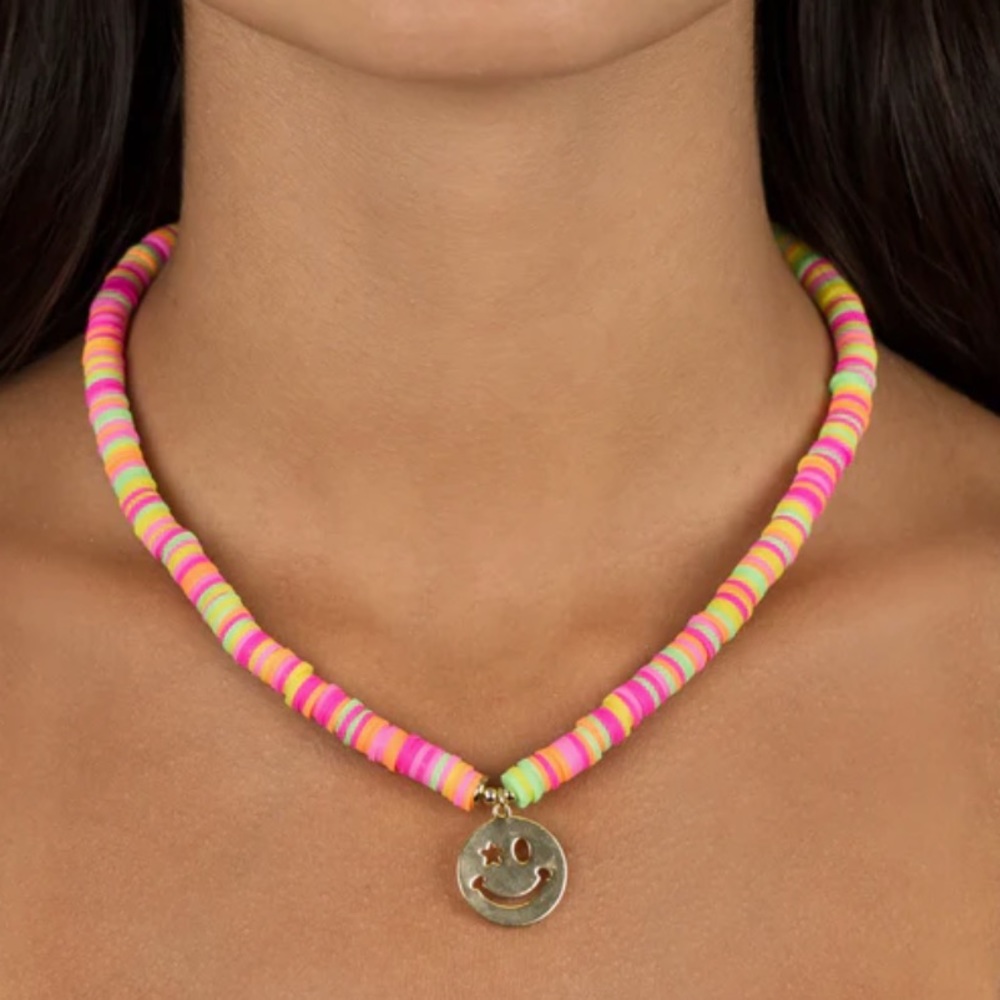Neon multi colour beaded necklace